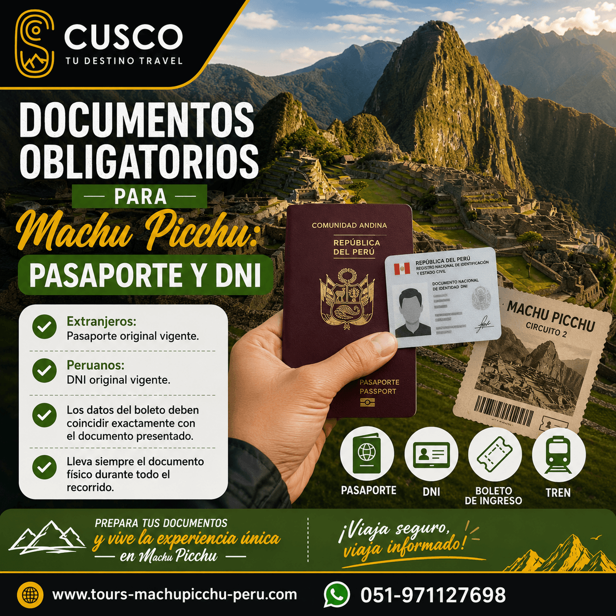 Documentos Obligatorios para Machu Picchu: Pasaporte y DNI