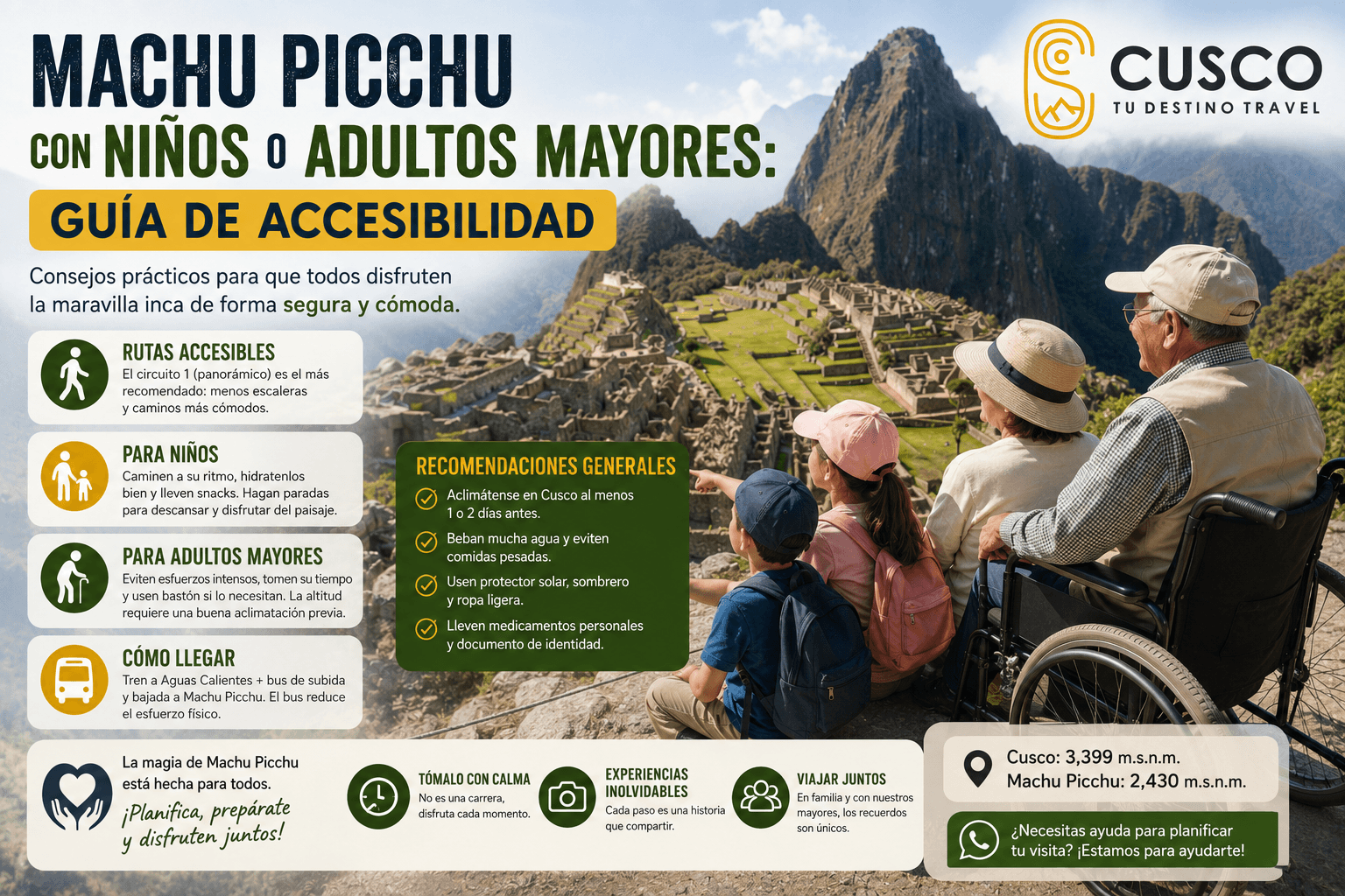 Machu Picchu con Niños o Adultos Mayores: Guía de Accesibilidad