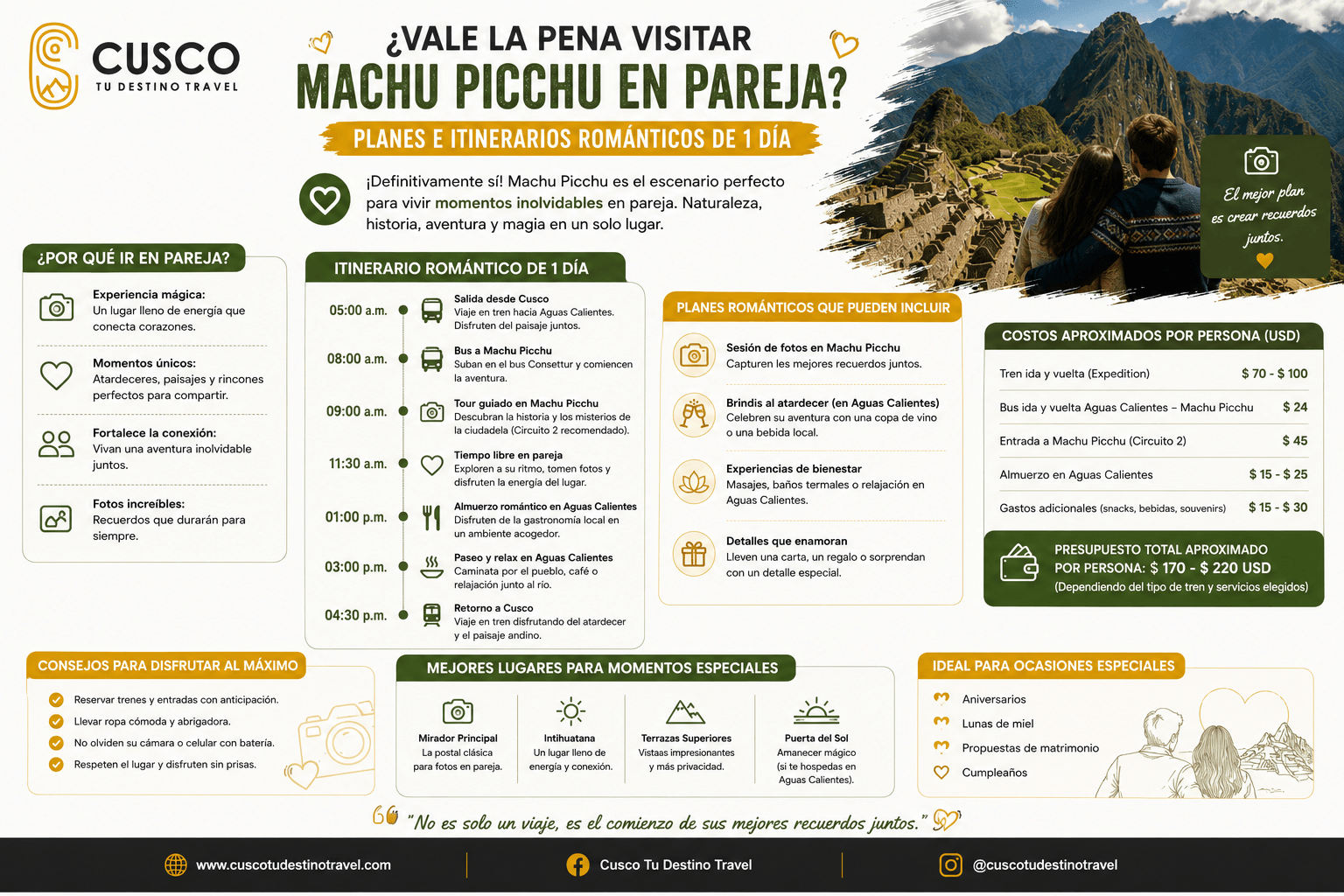 Machu Picchu en Pareja: Planes e Itinerarios Románticos de 1 Día