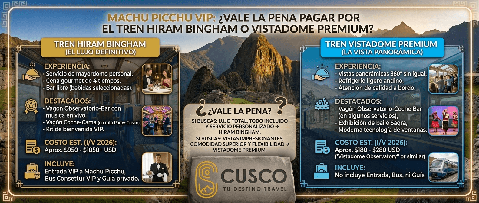 Machu Picchu VIP: Comparativa Tren Hiram Bingham vs Vistadome