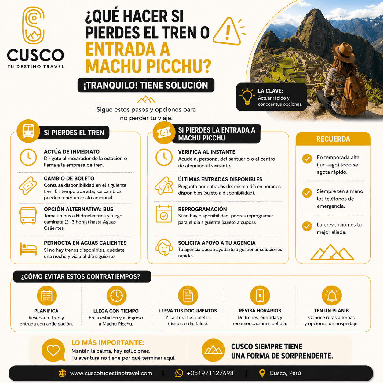 ¿Qué hacer si pierdes el tren o entrada a Machu Picchu?